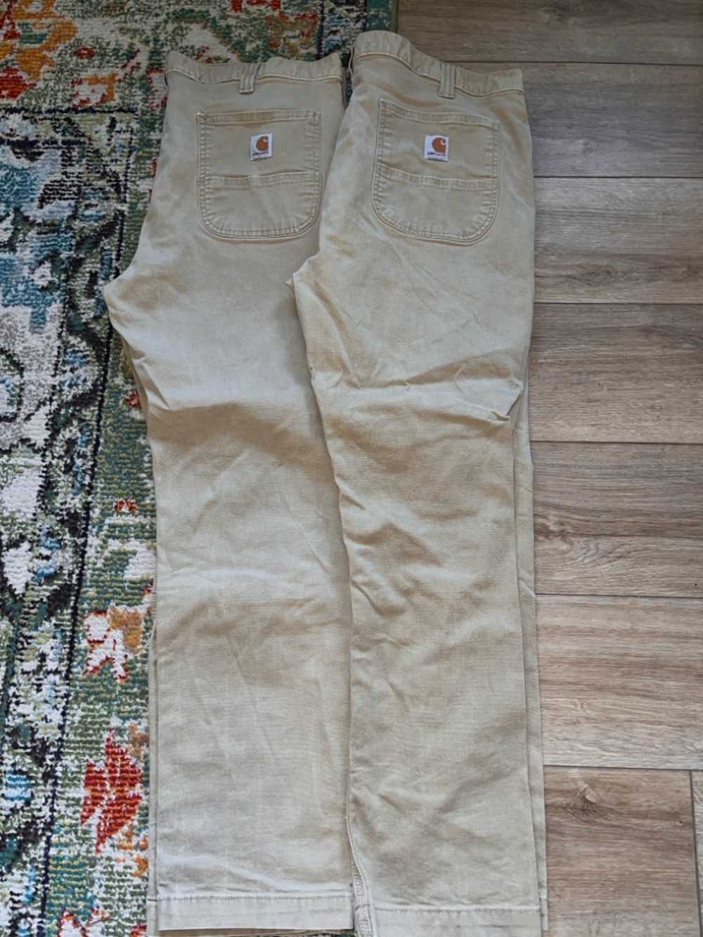 Lot 2 Carhartt Pants Mens 38x30 Beige Rugged Flex Straight Fit Canvas BN2821-M